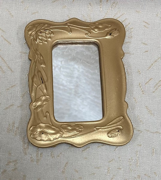 Rectangle Gold Mirror with Floral Motif