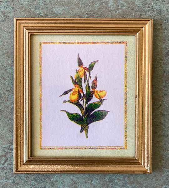 Yellow Floral Print in Gold Frame