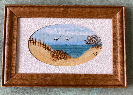 Framed Handpainted Beach Scene