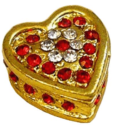 Jeweled Ruby & White Diamond Heart Box