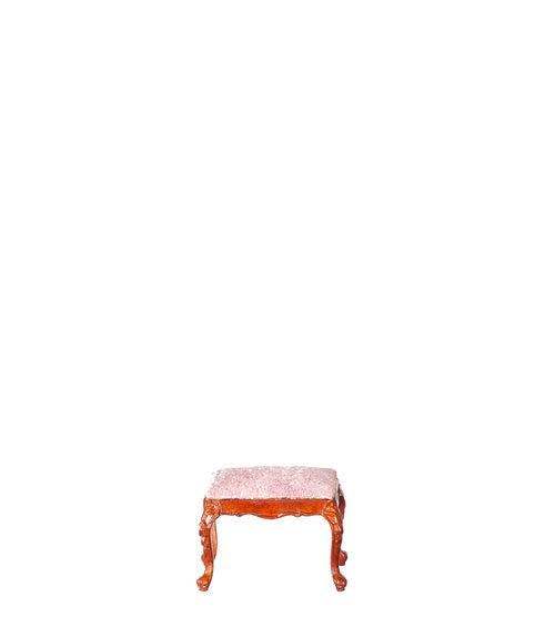 Upholstered Stool, Pink, Walnut