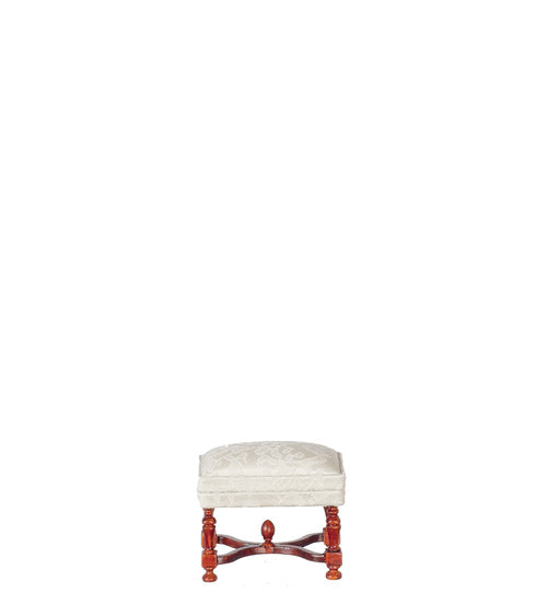 Upholstered Stool, White, Walnut