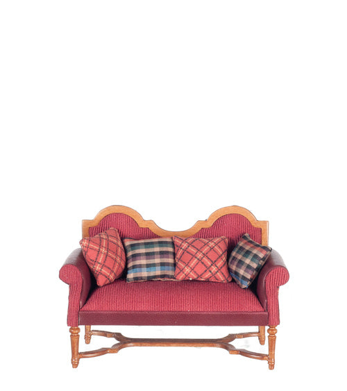 Spanish Style Settee, Red, Walnut