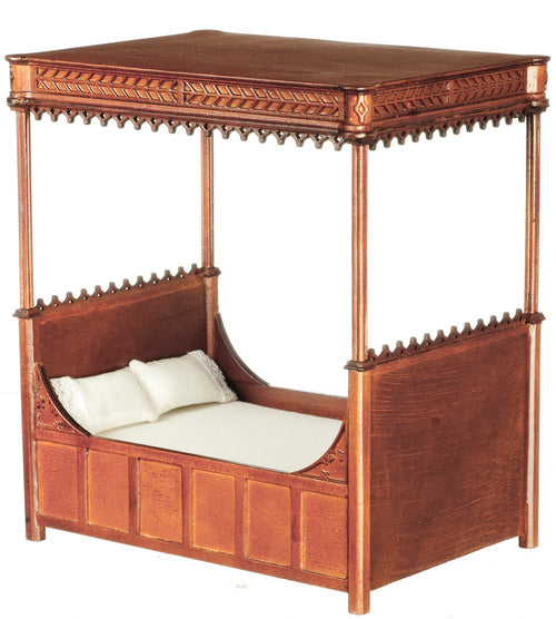 Gothic Four Poster Bed, Walnut