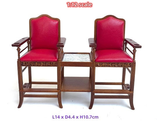 High Stool Pool Chairs with Table, Walnut