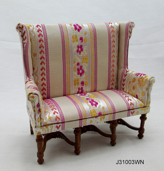 Queen Anne Wing Back Settee, Walnut