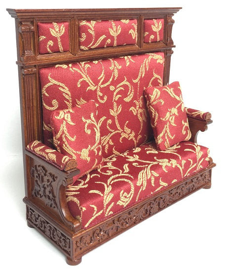 Jacobean Hall Couch, Red, Walnut