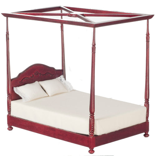 Four Poster Canopy Bed, Mahogany