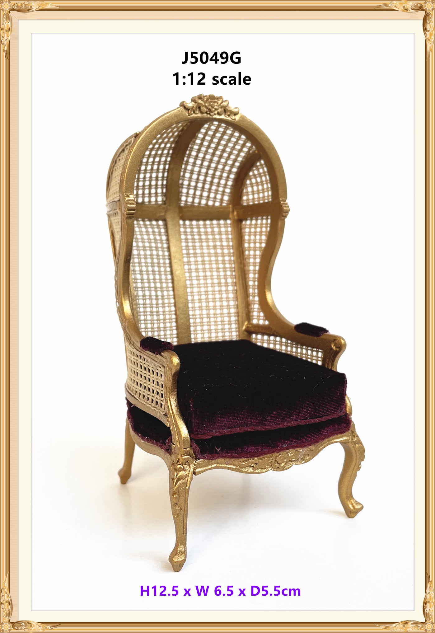 Canned Back Porter Chair, Gold