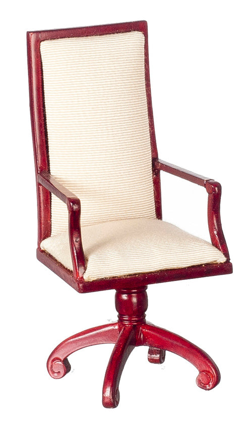 Upholstered Swivel Chair, Mahogany