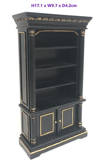 William IV Bookcase, Black, Gold
