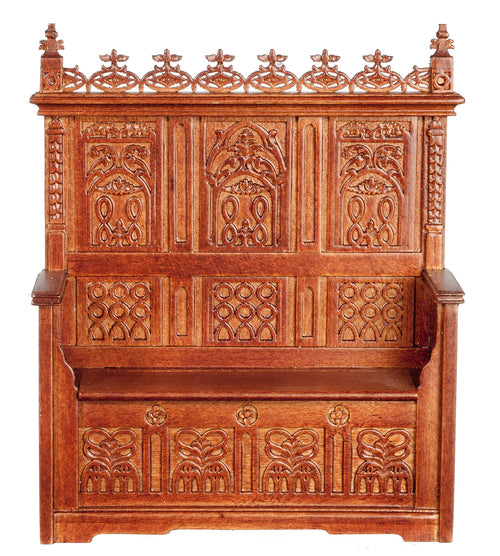 Gothic Monks Bench, Walnut