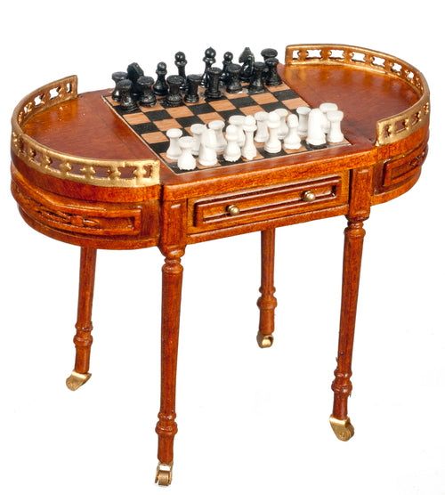 Chess Table on Wheels, Walnut