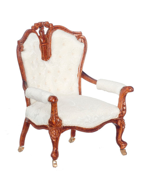 Victorian Arm Chair, White, Walnut