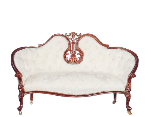 Victorian Sofa, White, Walnut