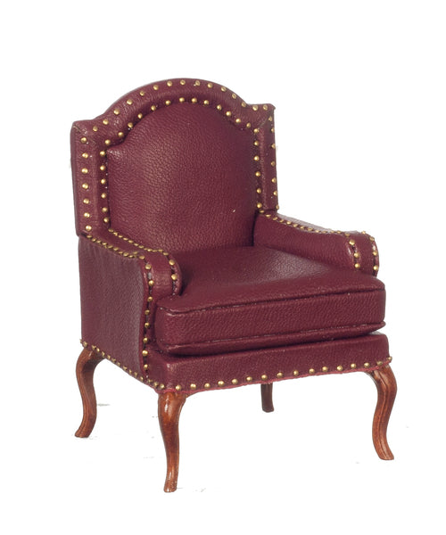 Upholstered Chair, Leather, Burgandy