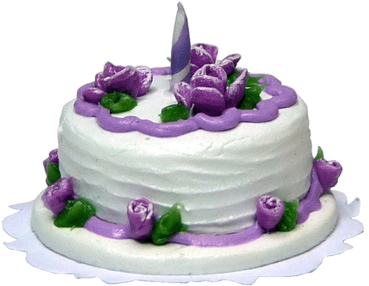 Lavender Rose Birthday Cake with Candle
