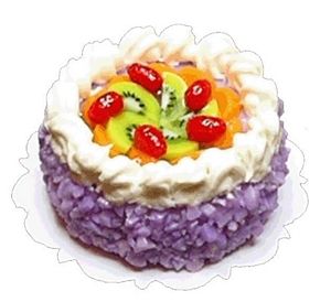 Purple Iced Cake with Fruit