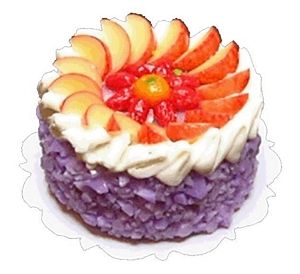 Purple Iced Cake with Fruit