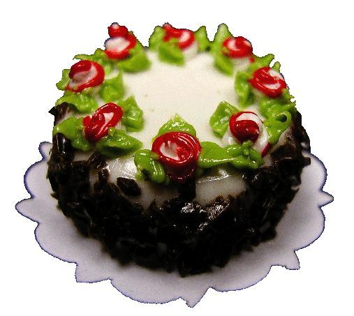 Red Rosette, Green Leaf Cake