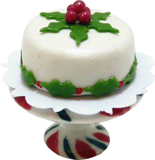 Poinsettia Cake on Peppermint Cake Stand