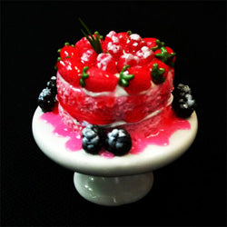 Cake with Starwberries & Blueberries on Stand