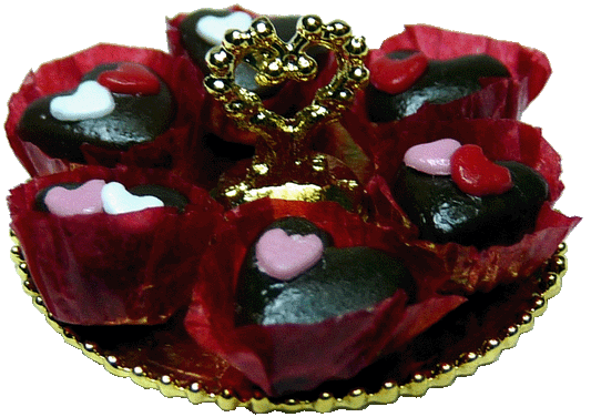 Chocolate Hearts on Gold Tray
