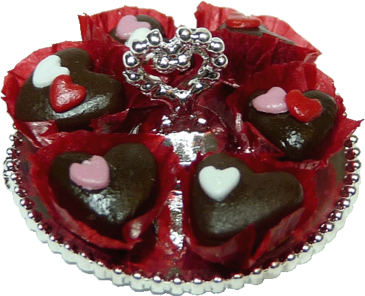 Chocolate Hearts on Silver Tray