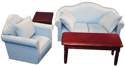 Blue Living Room Set, 4pc