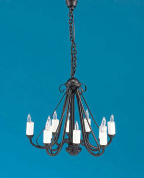 Wrought Iron Chandelier, Black