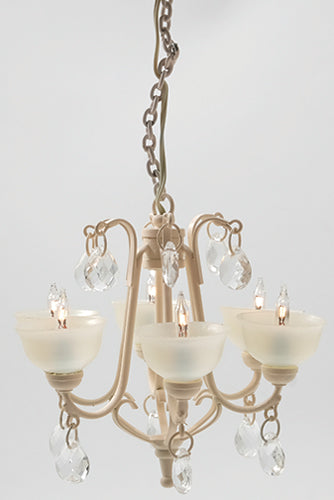 Contemporary Crystal Drop Chandelier, Ivory