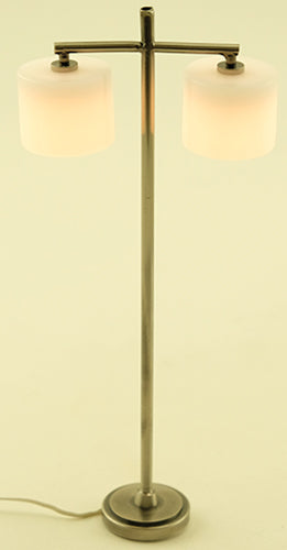Modern Floor Lamp with 2 Palace Shades, Pewter