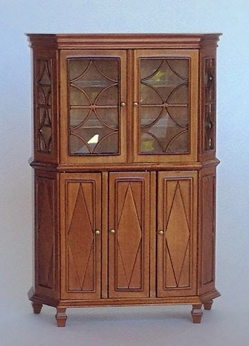 Chere Gustavian Glass Cabinet, New Walnut