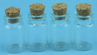 Glass Bottles with Cork, 4pc