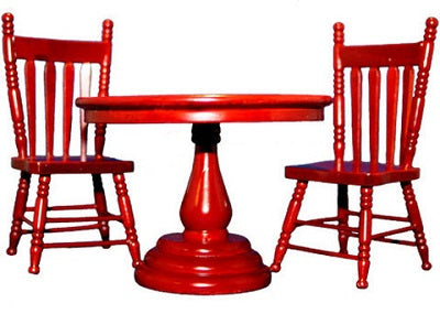 Round Kitchen Table, 2 Chairs, Mahogany