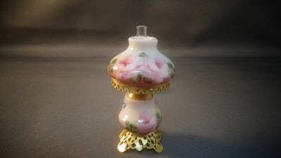 Porcelain Hurricane Lamp with Filagree base