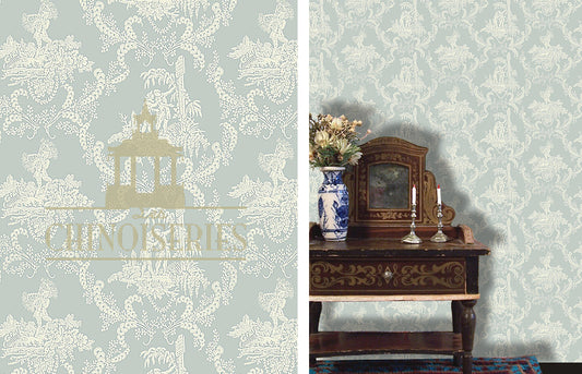 P-Toile Antique, Blue Wallpaper