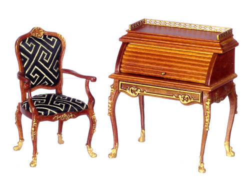 Roll Top Desk & Chair, New Walnut, 2pc