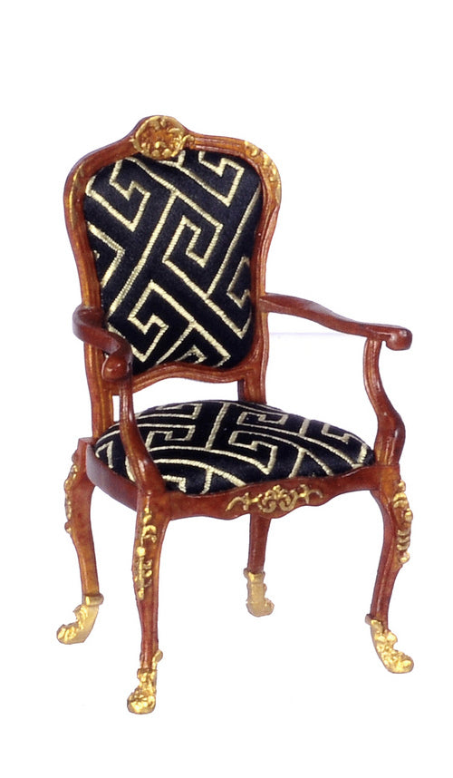 Arm Chair with Gold Trim, Walnut