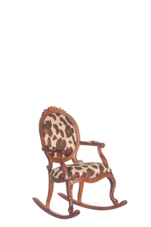 Cheetah Print Rocking Chair, Walnut