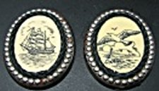 Scrimshow Ship & Seagull Plaques