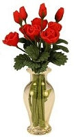Glass Vase with 12 Red Roses