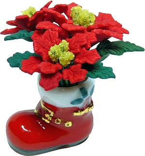 Red Poinsettias in Santa Boot