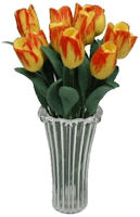 Dozen Yellow, Orange Tulips in Vase