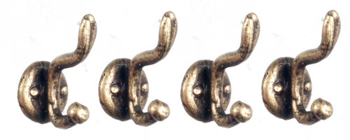 Coat Hooks, Brass, 4pcs