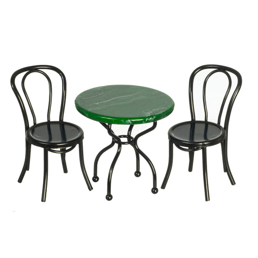 Marble Table & Chairs, Green, 3pc