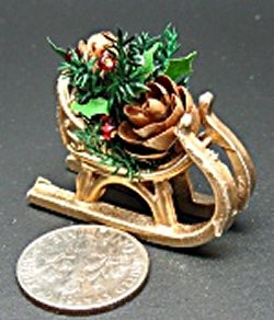 Tiny Sleigh Filled with Pine Cones