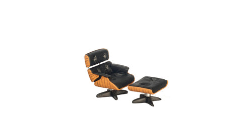 1/2" Scale Lounge Chair & Ottoman, Black