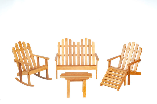 Adirondack Furniture Set, Oak, 5pc