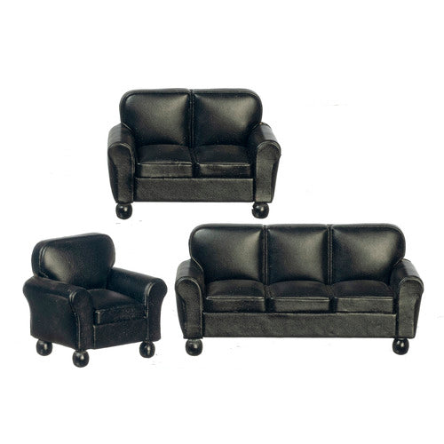 Faux Leather Sofa Set, 3pc